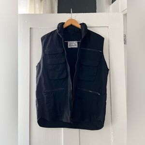 All Weather Outerwear Black Zip Front Fishing Hiking Hunting Multi Pocket Vest S